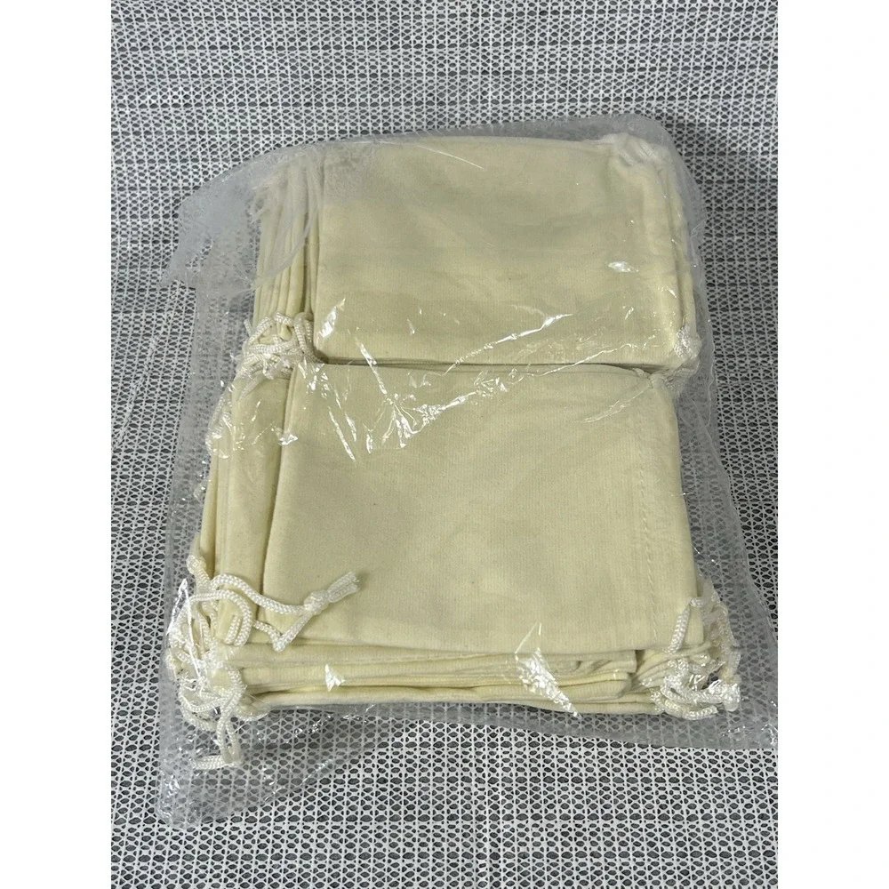 Crafts 4.5x3.5 Cream Velvet Bags -45 Small Velvet Drawstring Pouches Bulk